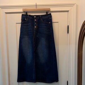 Denim Maxi Skirt - Blue